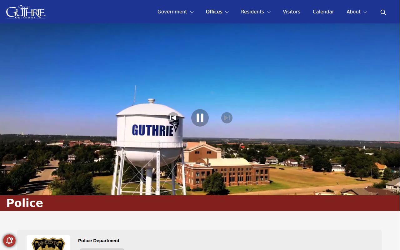Guthrie Police Department official functions and contact page for Guthrie arrest records